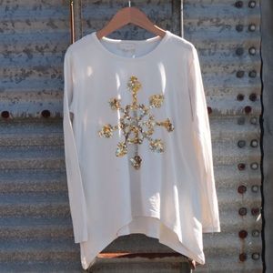 Btween Cream Snowflake Long Sleeve Shirt